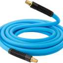 Fevone 25ft Air Hose for Compressor, 3/8" ID with 1/4 Inch MNPT Brass Fittings, 300 PSI, Hybrid Polymer Pneumatic Hose, Lightweight, Durable, Blue (AH1)
