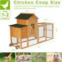 Chicken Coops for 1-2 Chickens with Wheels, Outdoor Wooden Hen House with Nesting Box, Large Rabbit Hutch, Outside Poultry House, Wire Fence Run Cages, Weatherproof for Backyard(Wooden)