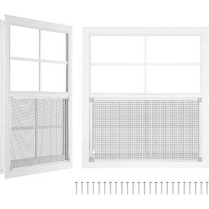 ZHULI 24"×27" Shed Window 2 Pack, Aluminum Large Replacement Window Outdoor, Household Shed Windows with Tempered Glass and Metal Screen, for Outside Shed Basement Greenhouse Barn Garage Cabin