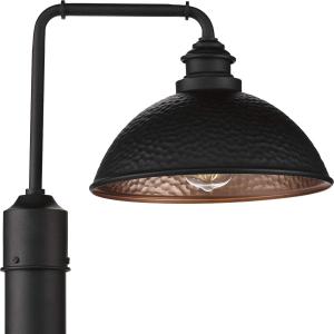 Progress Lighting Englewood Collection 1-Light Farmhouse Outdoor Post Lantern Light Textured Black, 13-7/16" x 16" x 12"