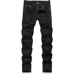 XIMXIMMTIAN Mens Slim Fit Jeans Stretch Ripped Biker Jeans for Men Fashion Straight Comfort Flex Waist Casual Denim Pants (28, 5103 Black)