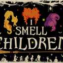 Halloween Witch Door Mat, I Smell Children Halloween Outdoor Welcome Mat, Halloween Doormat, Halloween Mats Outdoor Rug Decor, Black, 17" x 30"