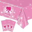 Pink Girl Party Decorations, Princess Disposable Tablecloth Waterproof Plastic Rectangular Table Cover for Happy Birthday Party Supplies, 3 Pack, 54 x 108 inch (3)