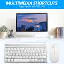 Wireless Keyboard and Mouse Combo, Compact Quiet Wireless Keyboard and Mouse Set 2.4G Ultra-Thin Sleek Design for Windows, Computer, Desktop, PC, Notebook, Laptop (GHKM03 Silver White)