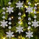 Jishi 30pk Snowflake Crystal Christmas Ornaments for Tree Decorations, Hanging Clear Acrylic Snowflake Ornaments for Christmas Tree Indoor Home Decor, Snow Flake Stars Winter Wonderland Party Supplies