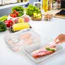 Okllen 2 Pack Bacon Container for Refrigerator, Plastic Cheese & Deli Meat Container with Air-sealed Tight Lids for Fridge, Bacon Keeper with Food Serving Tongs Cold Cuts Food Storage Organizer