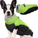 Lelepet Dog Coat Warm Dog Winter Coat Waterproof Dogs Jacket with Harness Built in Reflective Pet Fleece Vest Zip-Up Cold Weather Coats for Medium Dogs Turtleneck & Windproof Coats Dachshund Lime M