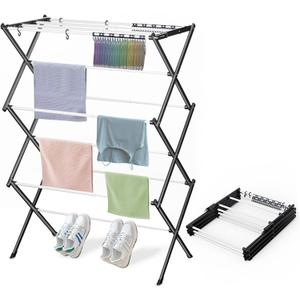Foldable Drying Rack Clothing, Clothes Drying Rack Collapsible Indoor, Dryers for Laundry - 40" x 28.8" x 14.2", Space Saving Indoor&Outdoor, White-1 Pack