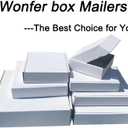 50 Pack, Wonfer Letter Size Corrugated Mailer, 11 1/8 x 8 5/8 x 2'', Easy-Fold Shipping Box, White,Height Adjustable,Literature Mailer,Comic Book Mailer