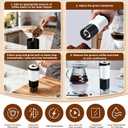 Compact Portable Electric Coffee Grinder,Features a Built-in 1300mAh Rechargeable Battery, Adjustable Grind Settings for Coffee Beans/Grains,Portable Coffee Grinder for Home,Camping and Travel Use
