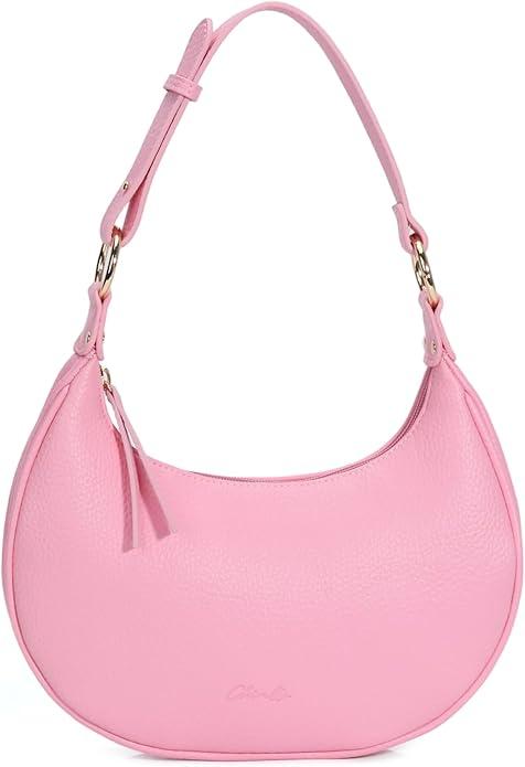 Chinllo Purse for Women Shoulder Bag Vintage Clutch Hobo Tote Handbags, Pink-grained