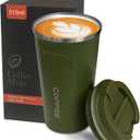 YINBAOGE Insulated Travel Coffee Mug, Spill & Leak Proof, Portable To Go Camping Stainless Steel Coffee Tumbler, Reusable Thermal Coffee Cup with Lid for Hot & Cold Drinks (2nd-Green, 17 OZ)