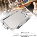 Fockety Stainless Steel Serving Tray, Multifunction Portable Metal Serving Tray with Handle, Buffet Serving Snack Tray for Coffee, Desserts, Cakes, (Rectangle Shape with