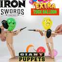 Handmade Wooden Fencing Puppets - XLarge 2025 New Sword Duel Game Best Family Board Games for Christmas 2-Player Wooden Robot Battle Balloon Game, Whack a Balloon Party Games for 2 Players
