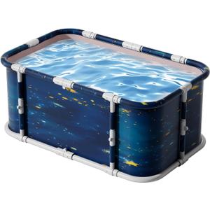 Simcat 45" Large Portable Foldable Bathtub Adult, Separate Family-Friendly SPA Therapy Tub Soaking, Hot SPA/Ice Bath Tub (Cosmic planets)
