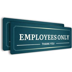 2 Pcs Employees Only Sign Stickers, 9 by 3 Inches Waterproof, Fade Resistant, PVC 0.2 in Thick Do Not Enter Signs With Strong Double Sided Adhesive. (Teal and White 2)