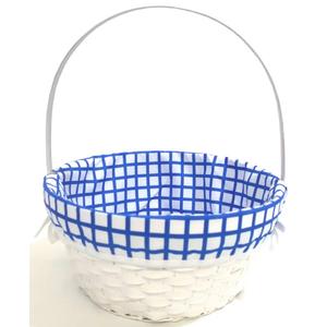 Easter Bamboo Basket Blue Grid 12In