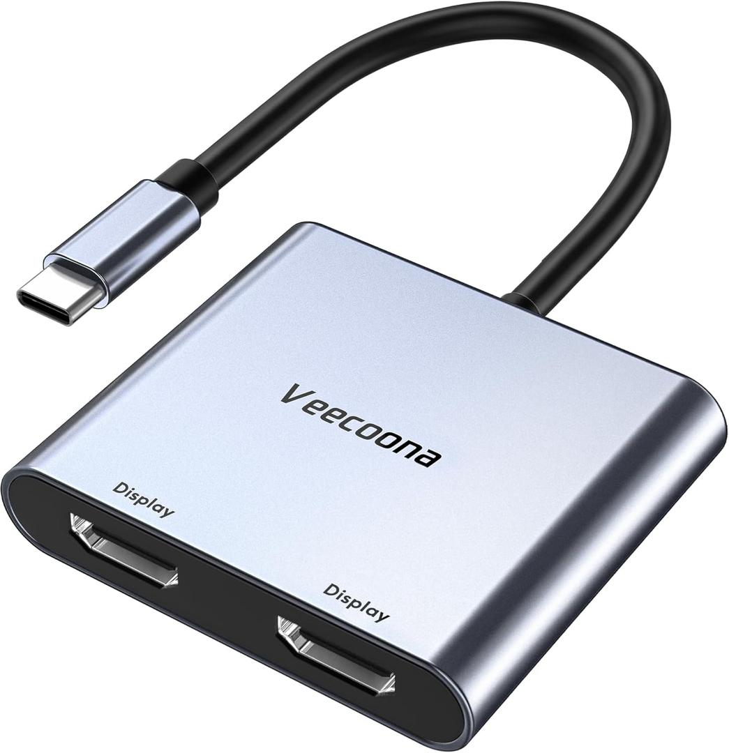 USB C to Dual HDMI Adapter | 4K@60Hz HDMI Splitter Extended Display for Dual Monitors,Type C Converter for Windows/macOS,Windows Allows 3 Separate Screens,MST Mode (Extended displays) Only for Win OS]