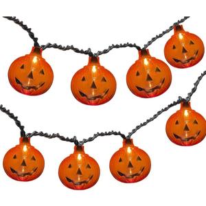 Halloween String Lights, 8.5Ft Jack-O-Lantern Pumpkin Lights with 10 3D Pumpkin, Plug in Waterproof Halloween Light for Indoor Home Bedroom Outdoor Camper Decor Party Decorations