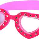 RARITYUS Cute Cartoon Pattern Swim Goggles Waterproof Anti Fog Swimming Goggles for Youth Kids Child (Diamond Heart Shape)