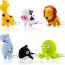 Kenning 6 Pieces Animal Flashlight Keychain Mini Pediatric Nurse Flashlight Badge Reel Pediatric Pen Lights Keychain for Nursing Staff Urgent Care
