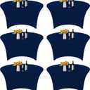 6Pcs 5FT Navy Blue Round Spandex Tablecloth 60 inch Stretchable Table Cover Tight Fit Stretch Tablecover Wrinkle Resistant Washable Table Cloth for Weddings Birthday Banquets Parties Festival