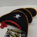 SKYLETY 9 Pieces Pirate Costume Accessories Telescopes Eye Patches for Halloween Cosplay (Pirate Captain Hat)