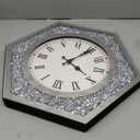 Large Wall Clock for Living Room Decor Crystal Crush Diamond Mirrored Sparkle Twinkle Bling Modern Wall Clock Big Silver Mirror Home Decorative 20 inch Silent Clock for Indoor Decor