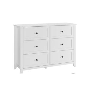 Garvee White Dresser for Bedroom, 6 Chest of Drawer Dresser for 48 inch TV, Modern Wood Organizer TV Stand for Living Room, Closet Storage, Entryway, Kids Bedroom