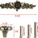 JUXYES Pack of 5 Euro Rose Decorative Cabinet Knobs with Plate, Floral Ivory Drawer Knob Cupboard Door Knobs, Ivory White Drawer Pulls Cabinet Handle Knobs for Dresser Cabinet