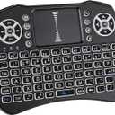 Mini Bluetooth Keyboard with Touchpad, 2.4G Handheld Portable Wireless Mini Keyboard, Seven Colors Backlight, Rechargeable Battery, for Android TV Box/Mac/PC/Nvidia Shield/Superbox