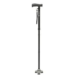 HurryCane Freedom Edition Foldable Walking Cane With T Handle - Enhanced Mobility Support - Patented SteadiGrip Base - Adjustable Height - Lightweight Foldable Design - Black