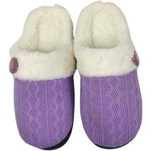 Women's home slippers Unisex home slippers Daily warm memory cotton flat bottom anti slip plush lining slippers (7-7.5 Women/7.5-8 Men, Purple)