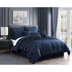 Riverbrook Home 100% Polyester Comforter Set, King, Destiny - Dark Blue, 10 Piece Set