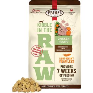 Primal Kibble in The Raw, Freeze Dried Cat Food, Chicken, Scoop & Serve, Made with Raw Protein, Whole Ingredient Nutrition, Crafted in The USA, Dry Cat Food, 64 Ounce (4 lb) Bag (BBD:  06/20/27)