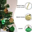 St. Patrick's Day Ornaments Set - 30 Pcs Shamrock & Top Hat Decorations with Pre-Attached Hanging Strings for Easy Setup - Green & Gold Holiday Decor (Round Shamrocks)
