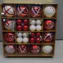 Xmas station 44PCS Christmas Ball Ornaments Set Xmas Tree Decoration Balls 2025 Shatterproof Hanging Colored for Party Wedding Home Party Outdoor Indoor Red & White