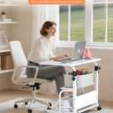 QZMDSM Portable Desk with Wheels Small Standing Desk on Wheels Adjustable Height Rolling Desks for Small Spaces, 32" Computer Desks with Storage Shelves for Home Office Study White