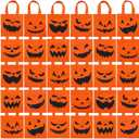 Elcoho 30 Packs Halloween Non-woven Bags 8x8 Inch Pumpkin Bags Trick or Treat Bags Party Goody Tote Gift Bag with Handles Party Favors, 10 Styles