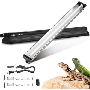 22’’ 24W T5 UVB Reptile Light Combo Kit Switchable UVB 5.0, 10.0 | for Tropical & Desert Reptiles, Reptile Lamp Terrarium Hood UVB Light for Bearded Dragon, Lizards, Snake, Chameleon, Turtle