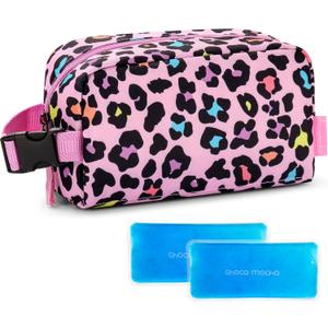 Choco Mocha Snack Bag for Kids Small Cooler Bags Insulated & Freezable Snack Bag For School Toddler Snacks Bag, Cheetah Pink