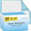 Wowflash Super Absorbency Disposable Leakproof Underpads with Quick Drying for Baby, Adults, Puppy, Dog Bed Pee Pads, Extra Large, XXL Incontinence Pads, 30” x 36”, 50 Count