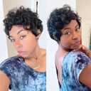 VRZ Pixie Cut Wig Human Hair for Black Women Short Curly Pixie Cut Wigs Human Hair Glueless Full Machine Made for Daily Use Easy to Wear and Go Wig C10#BL Black Color