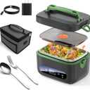 Cordless Electric Lunch Box for Adults20000mAh Rechargeable Heated Lunch Box with Self Heating & 1.2L Portable Food Warmer for Work Travel Car(Gray-Green)