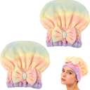 2Pcs Super Absorbent Hair Towel Wrap for Wet Hair, Microfiber Hair Drying Caps,New Fast Drying Hair Turban Wrap Towels Shower Cap for Girls and Women(Green)