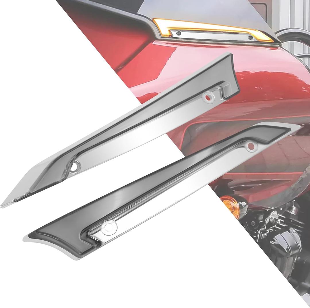 HDBUBALUS Motorcycle LED Windshield Trim Lights Running Turn Signal Windshield Decorative Lamps Fit For Harley Road Glide FLTRX 2015-up Chrome
