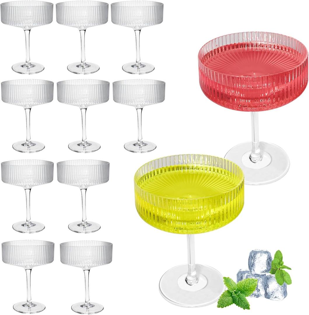10OZ Plastic Martini Glasses, Set Of 12 - Shatterproof & Reusable Cocktail Glasses With Classic Design, Perfect For Home Use, Weddings, Parties & Outdoor Gatherings, Ideal For Martini, Champagne & More