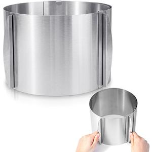 Hushee Cake Mold 15 cm High, 6 to 12'' Adjustable Ring Cake Baking Supplies Rings Round Stainless Steel Decorating Bakeware Tools with Scaling for Mousse Baking Dessert Making(1 Piece,8 cm)