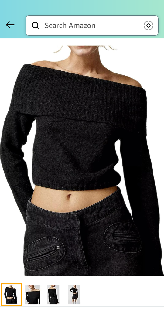 Women Casual Off Shoulder Sweater Long Sleeve Ribbed Knit Crop Top Pullover Slim Fit Irreguar Knitted Cropped Blouse, M