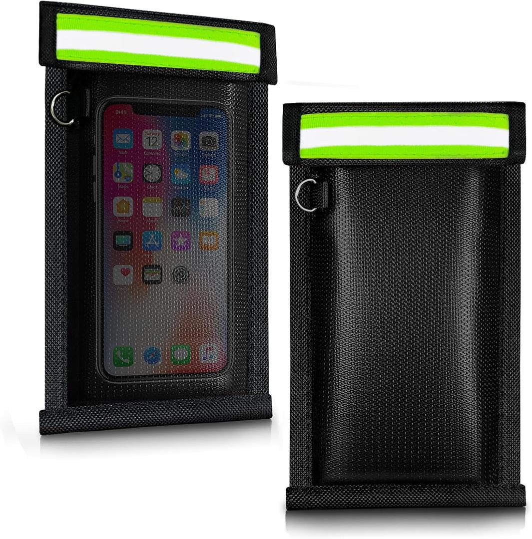 Faraday Bags for Phones and Car Keys 2 pack, Signal Blocking Pouch, Faraday Bags, Anti-Theft Faraday Cage, Fireproof & Waterproof Cell Phone Signal Blocking Bag (Green)